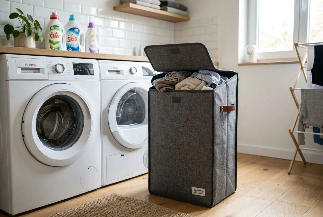 Panier à linge pliable aimanté : fixez-le à votre machine à laver