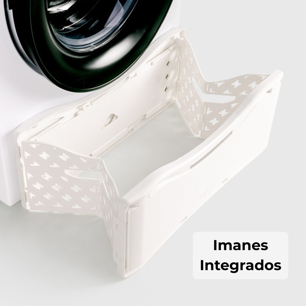 Cesta para ropa magnética plegable, fijación contra la lavadora, laterales con estampado de rayos y imanes integrados. FABRICADA EN ESPAÑA 