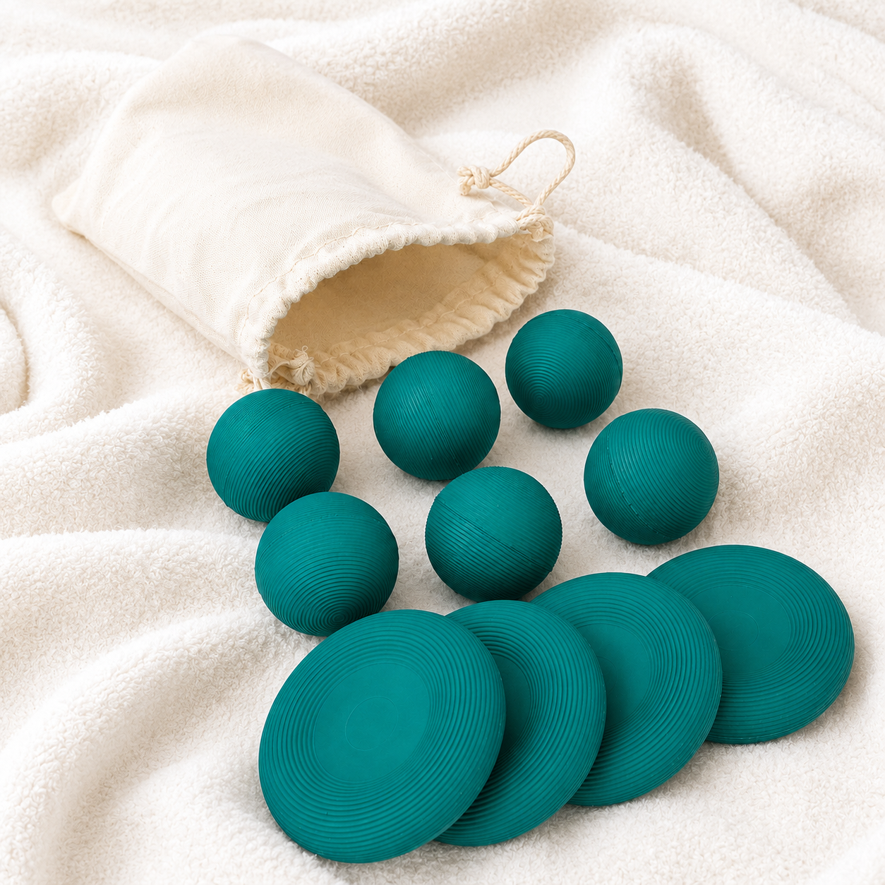 Kit de Brassage du linge - 6 Balles et 4 Disques de Lavage